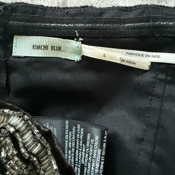 Kimchi Blue Velvet Beaded Bustier Elegant Embellished Zip Top Crop Sz L - Picture 6 of 10